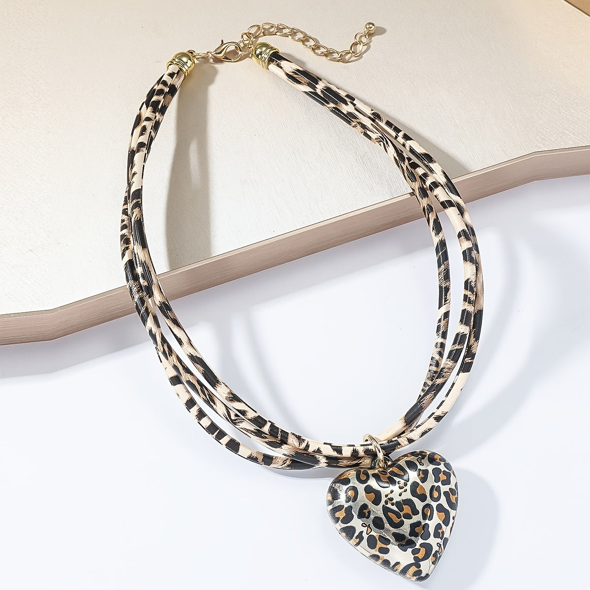 Love Leopard Pendant Multi-layer Leather String Necklace - Sluxe Fashions