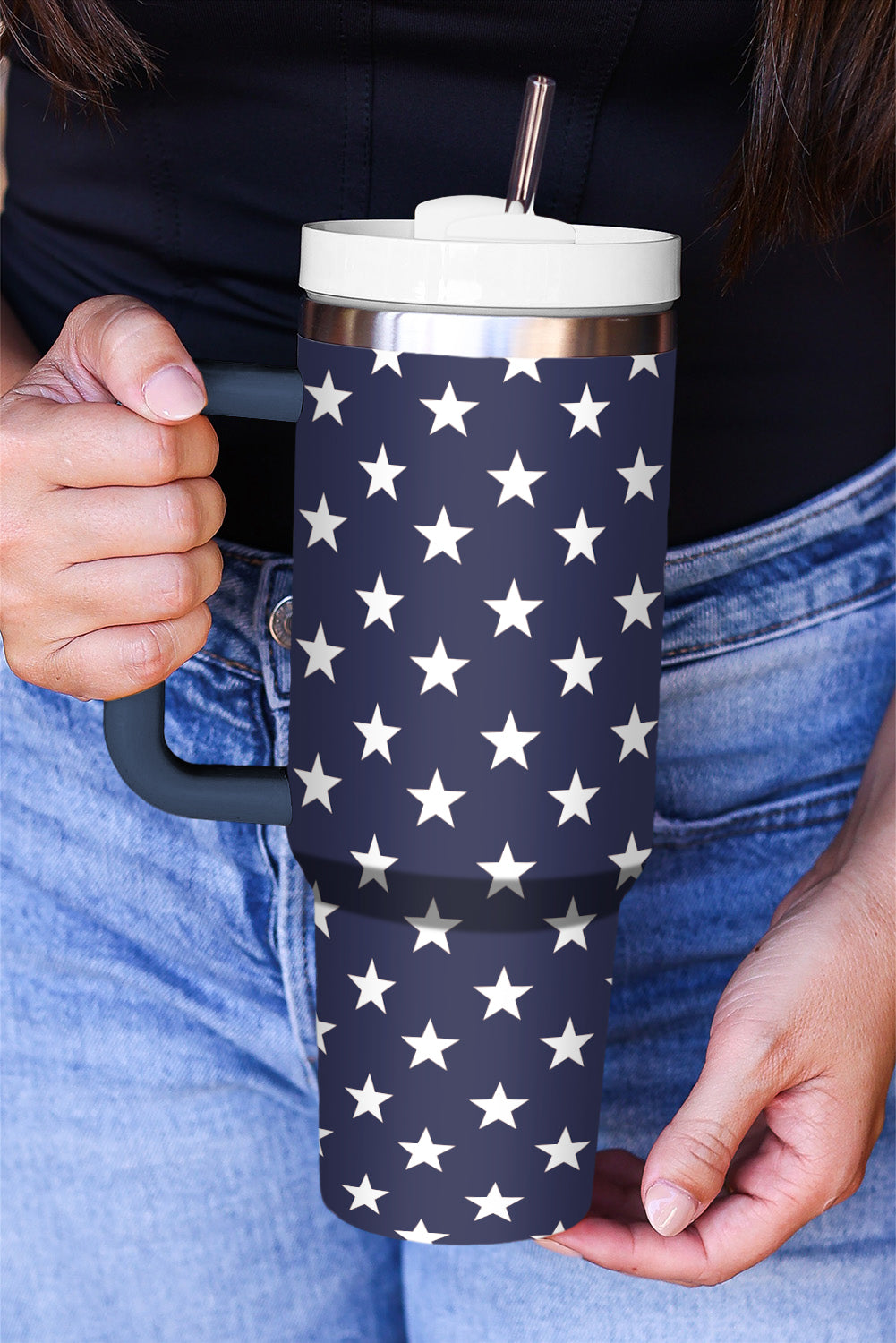 Sail Blue Star Printed Tumbler with Handle 40oz