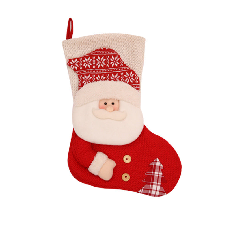 Large Red White Knitted Christmas Stocking Santa Claus Fireplace Decor Socks Xmas Gift Bags Candy Holder Decor For Home - Sluxe Fashions