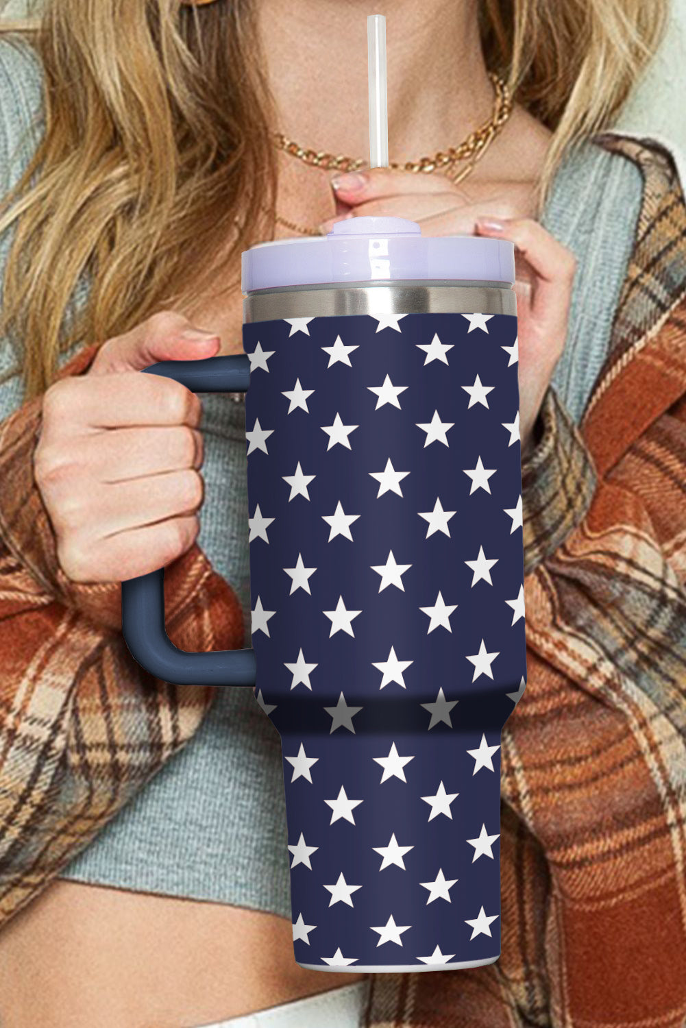 Sail Blue Star Printed Tumbler with Handle 40oz