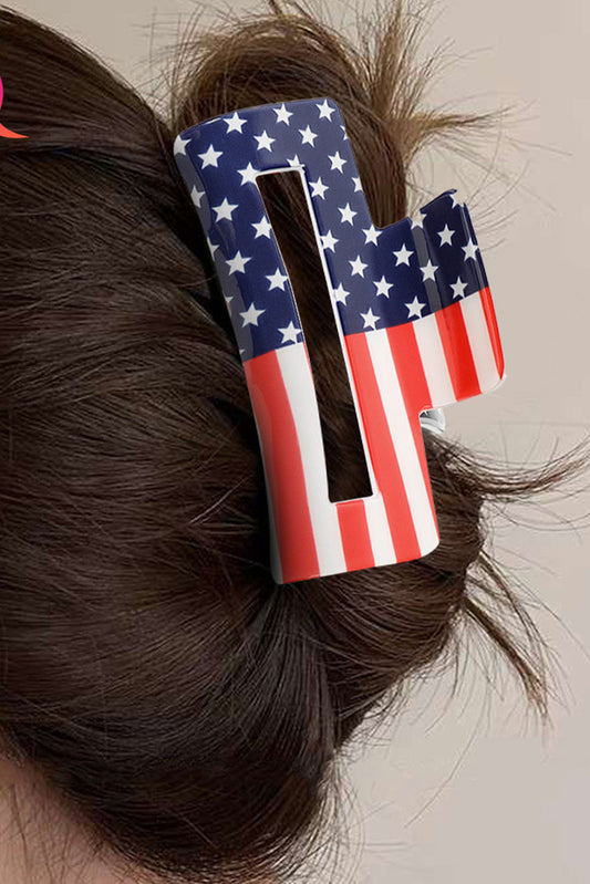 Dark Blue American Flag Print Hair Claw Clip