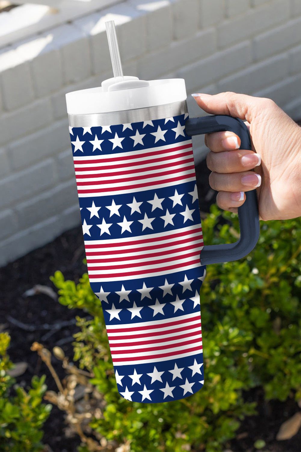 Bluing Stars and Stripes Print Handled Thermos Cup 1200ml