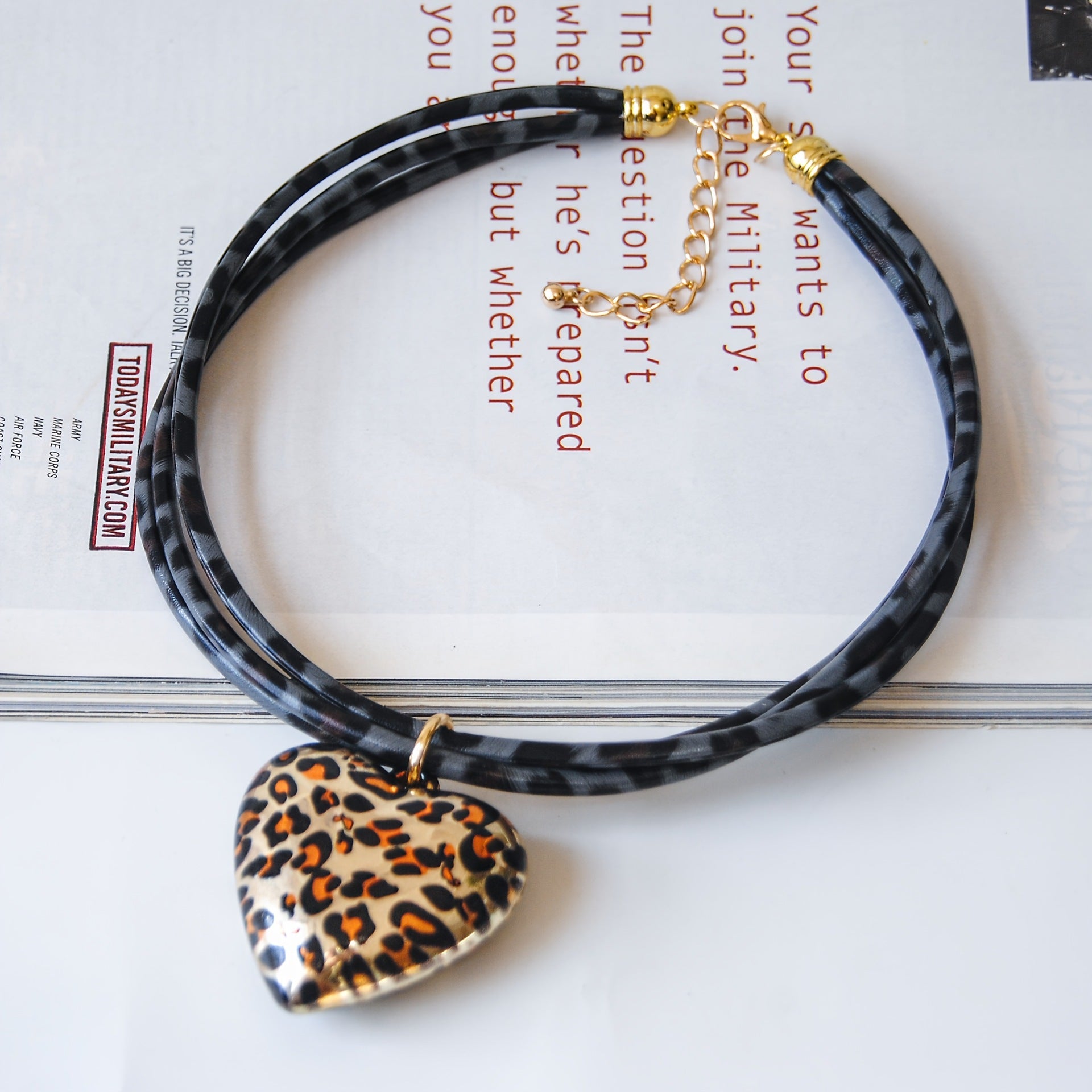 Love Leopard Pendant Multi-layer Leather String Necklace - Sluxe Fashions