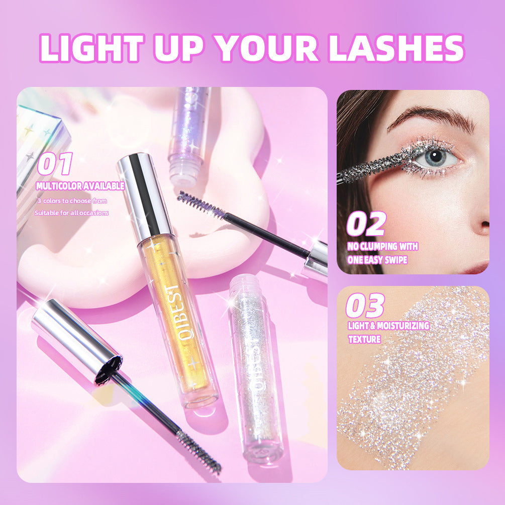 Violet Glitter Lash Mascara Diamond Mascara Thick Shiny Eyelash Curling Extension Makeup Waterproof Fast Dry Sequins Eye Black